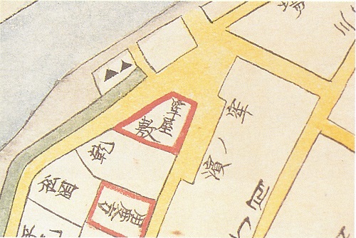 図1元郡代が脱獄した徳島城下の塀裏牢（「徳島御城下絵図」当館蔵）