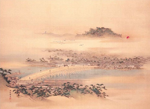 図1 守住貫魚筆「新町橋渡初図」 個人蔵 縦84.0cm×横115.0cm