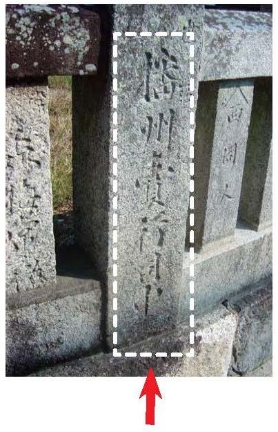 写真 6 徳島市川内町宮島 金刀比羅神社の玉垣。「世話人 播州売行司中」の文字が見えます。
