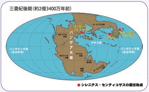 図 3 三畳紀後期（約 2 億 3400 万年前）の古地理図