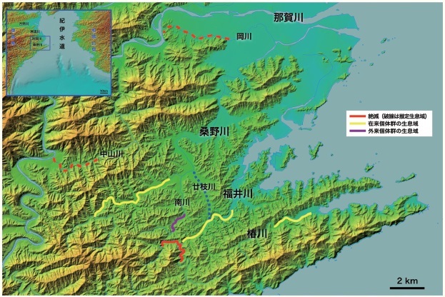 図 4 徳島県におけるオヤニラミの分布