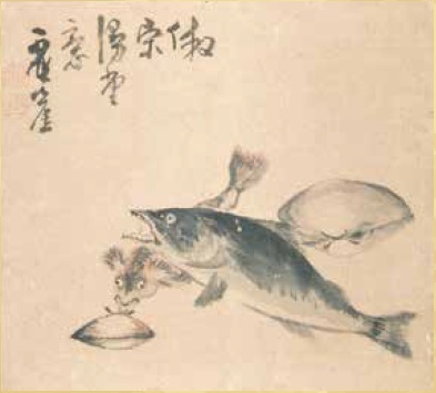 図3 滝山霞崖筆 魚介図