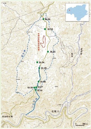 図1．黒沢湿原における調査地点（国土地理院電子国土Web地形図にオーバーレイ http://maps.gsi.go.jp）