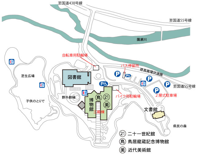 Map of the area around Bunka no Mori Park